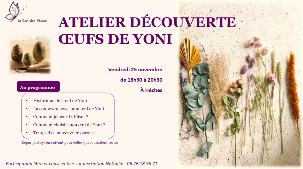 invitation atelier découverte oeuf de yoni
